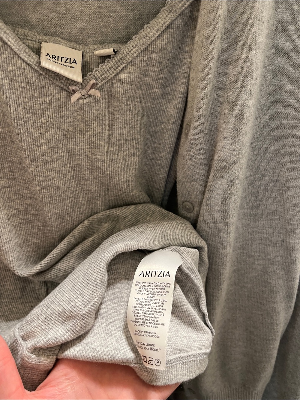 Aritzia Chrome Biscotti Cotton Charm Noteworthy Cardigan(L) + Matching Tank(S) - Picture 5 of 6
